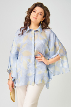 Блуза Fita 203412 бежево-голубой - фото 5