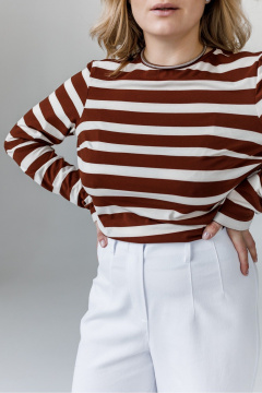 Лонгслив JoEmber 25 белый-коричневый - фото 4