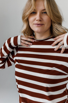 Лонгслив JoEmber 25 белый-коричневый - фото 2