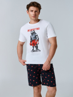 Футболка, шорты Mark Formelle 591051/25-5876ПП-0 белый_боксерские_перчатки_на_черном_3_сл_на_пол - фото 1