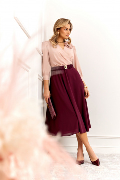 Платье AGATTI 6001 бежево-винный - фото 3