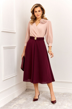 Платье AGATTI 6001 бежево-винный - фото 1