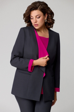Блуза, брюки, жакет Мишель стиль 1145-1 черный/фуксия - фото 5