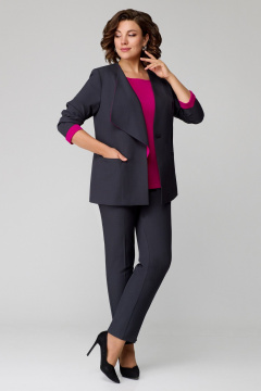 Блуза, брюки, жакет Мишель стиль 1145-1 черный/фуксия - фото 2