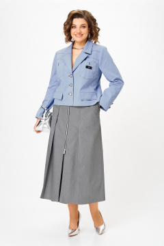 Жакет, юбка Aira Style 24139 серо-голубой - фото 1