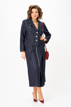 Жакет, юбка Aira Style 24139 синий - фото 3