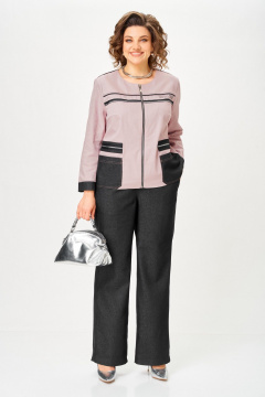 Брюки, жакет Aira Style 24249 пудра-графит - фото 4