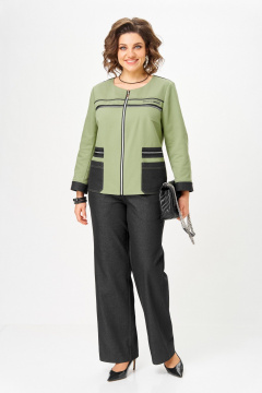 Брюки, жакет Aira Style 24249 зеленый-графит - фото 1