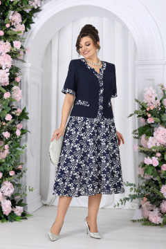 Блуза, юбка Ninele 5992 синий_цветы - фото 4