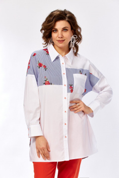 Белая блузка из ткани решелье с нагрудным карманом и застежкой Matini 4.1530/1 - фото 1