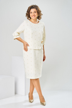 Платье Romanovich Style 1-2537 молочный/штрихи - фото 3