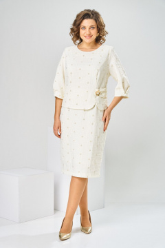 Платье Romanovich Style 1-2537 молочный/штрихи - фото 1