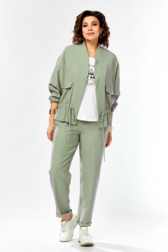 Брюки, жакет Ольга Стиль С-1011 серо-зеленый - фото 5