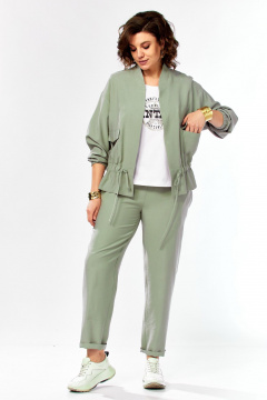 Брюки, жакет Ольга Стиль С-1011 серо-зеленый - фото 4