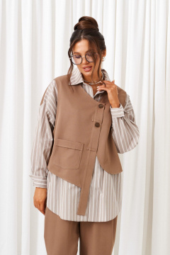 Брюки, рубашка Beautiful&Free 6439 какао+полоска - фото 3