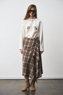 Юбка MilMil 1301 принт-клетка коричневый - фото 2