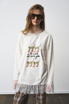 Лонгслив MilMil 1305 молоко принт - фото 1