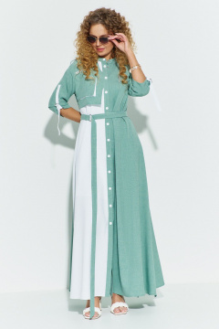 Платье Euromoda 691 бирюзовый/белый - фото 2