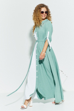 Платье Euromoda 691 бирюзовый/белый - фото 1