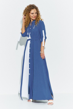 Платье Euromoda 691 синий/белый - фото 2