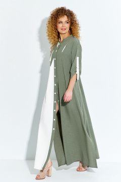 Платье Euromoda 691 хаки/белый - фото 4