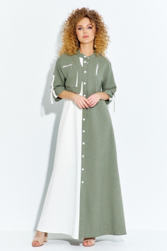 Платье Euromoda 691 хаки/белый - фото 5