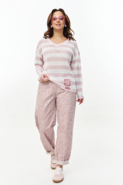 Джемпер AVE RARA 2260/1 бело-розовый - фото 3