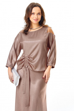 Блуза, юбка Karina deLux M-1425 светло-коричневый - фото 3