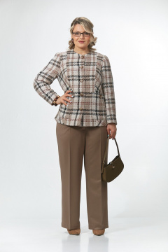 Брюки, жакет OVERYOU М242 бежево-орех с беж - фото 2