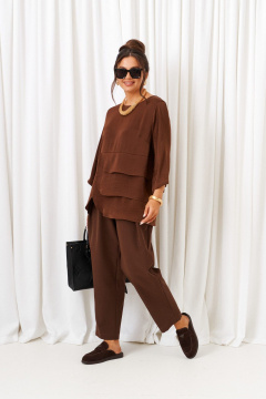 Блуза, брюки Beautiful&Free 6429 шоколад - фото 3