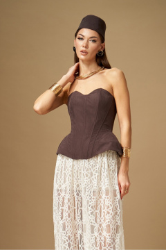 Брюки, корсет N.O.W. 1670 шоколад/ молочный - фото 4