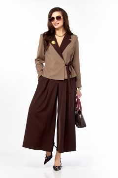 Брюки, жакет Taita plus 2614/1 шоколад,какао_с_молоком - фото 3