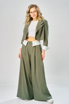 Брюки, жакет ARTELLA А-1012 хаки в бел.полоску - фото 1