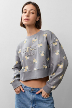 Свитшот Mark Formelle 122966/24-30625П-7-2 цветы_на_сером_546_D_вышивка - фото 1