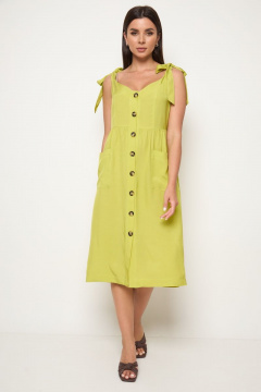Летний сарафан из струящейся вискозы с завязками на плечах Michel chic 2009 горчичный - фото 1