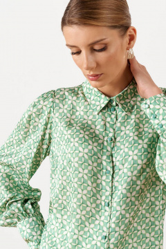 Блуза Nelva 23001 зеленый принт - фото 2