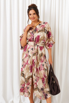 Платье Beautiful&Free 6410 бежево-бордовый - фото 3