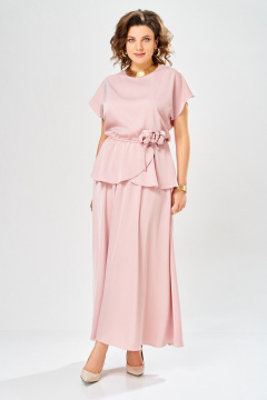 Блуза, юбка Ольга Стиль С-1010 пудрово-розовый - фото 2