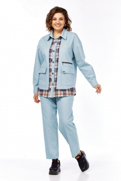 Брюки, рубашка Милора-стиль 1440 бирюзовый - фото 1