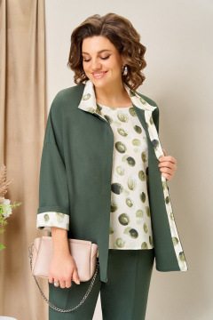 Блуза, брюки, жакет VOLNA 1427 темная_олива - фото 5