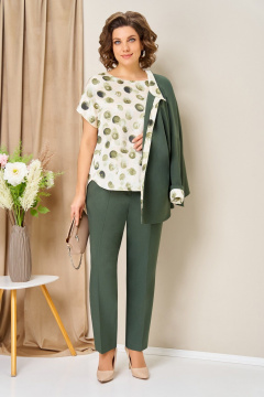 Блуза, брюки, жакет VOLNA 1427 темная_олива - фото 3