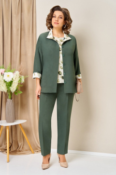 Блуза, брюки, жакет VOLNA 1427 темная_олива - фото 1