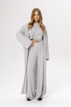 Брюки, кардиган, лонгслив PiRS 6545 серый_меланж - фото 1