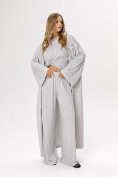 Брюки, кардиган, лонгслив PiRS 6545 серый_меланж - фото 3