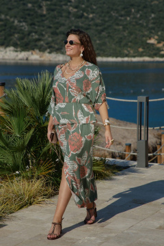 Платье Vittoria Queen 27813 зеленый/оранжевый_принт - фото 4