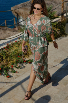 Платье Vittoria Queen 27813 зеленый/оранжевый_принт - фото 3