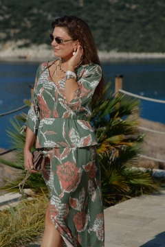 Платье Vittoria Queen 27813 зеленый/оранжевый_принт - фото 2