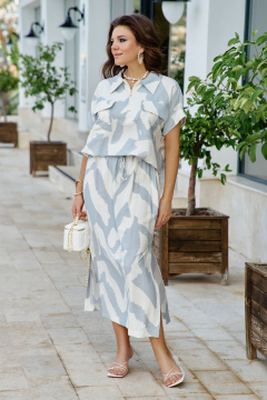 Блуза, юбка Vittoria Queen 27893 молочный/серо-голубой - фото 2