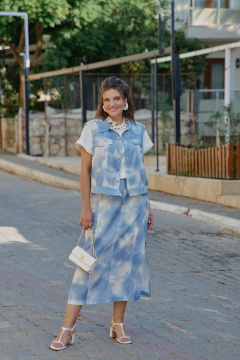 Жилет, юбка Vittoria Queen 28833 молочный/синий - фото 1