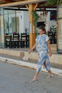 Жилет, юбка Vittoria Queen 28833 молочный/синий - фото 5